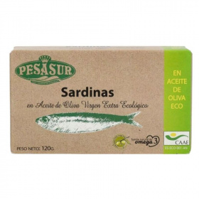 Pesasur szardínia bio extraszűz olívaolajban, dobozban 120g