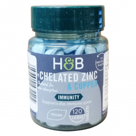 Holland & Barrett Cink 15mg + Réz tabletta 120db