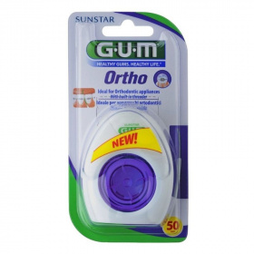 Gum Ortho Floss fogselyem fogszabályzóhoz, 50db