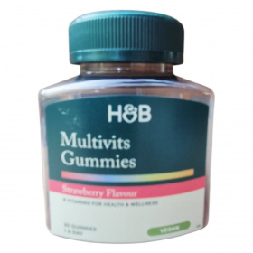H&B Multivitamin Felnőtt gumivitamin - eper ízű 30db