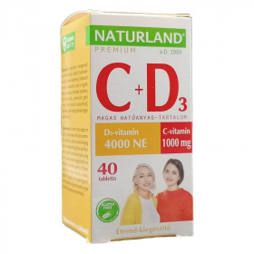 Naturland 1000mg C-vitamin+4000NE D-vitamin tabletta 40db